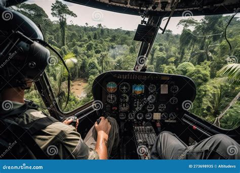 luxury helicopter cockpit with pilot flying over coral gables and coconut grove