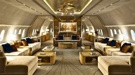 Luxury private jet cabin interior on New York Miami charter route