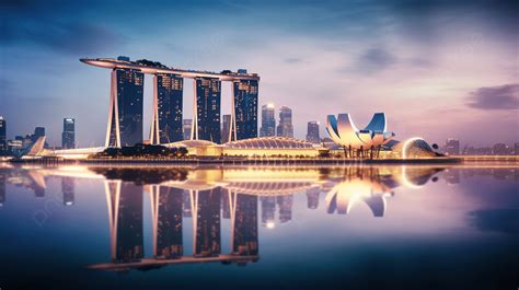 Marina Bay Sands skyline view from cruise terminal at dusk