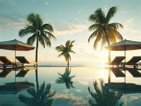 Marriott luxury beach resort infinity pool at sunrise