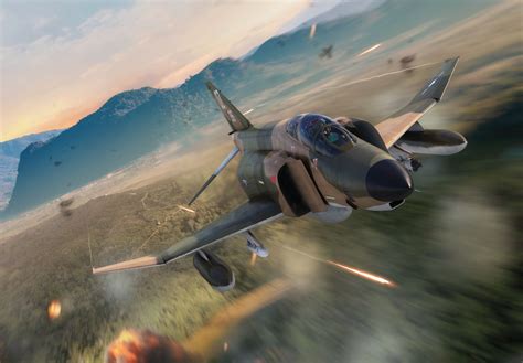 McDonnell Douglas F-4 Phantom II twin-engine fighter jet in flight
