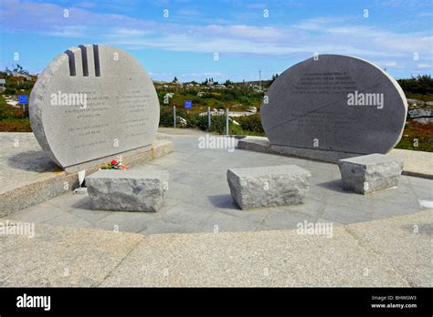 memorial for Swissair Flight 111 near Halifax Airport with flowers and plaques