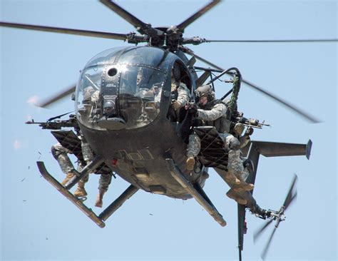 MH-6 Little Bird perched on Navy barge during Persian Gulf operation