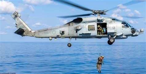 MH-60R Seahawk helicopter on Royal Australian Navy destroyer deck