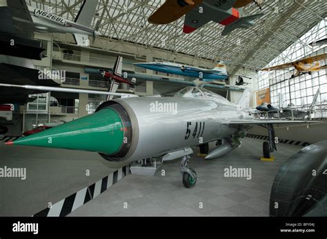 mig-21 fishbed interceptor fighter on display at museum