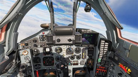 MiG-29 cockpit view with helmet-mounted sight and HUD system