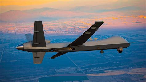 military drone carrying advanced quantum atomic sensor over ocean