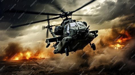 military helicopter hovering and pivoting midair during urban operation