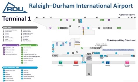 Modern Raleigh Durham International Airport passenger terminal and aircraft operations
