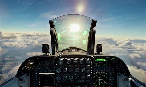 modern stealth fighter jet cockpit flying above 50000 feet altitude