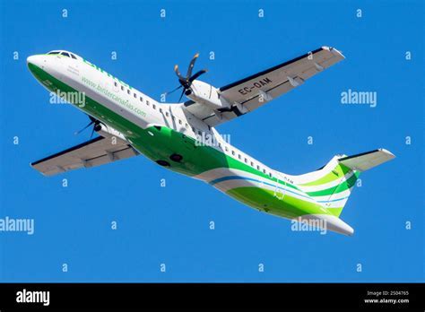 Modern turboprop regional plane taking off from short runway