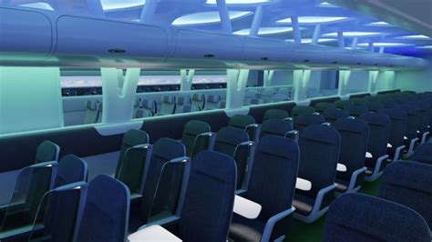 modern ultra long range business jet cabin interior with panoramic windows