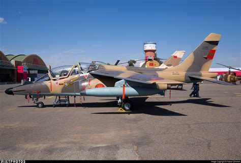 Moroccan Air Force Alpha Jet performing low-level flight with desert camo
