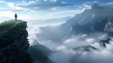 mountain valley with glider navigating through narrow ridge path