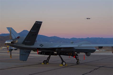 MQ-9 Reaper carrying Hellfire missiles during ISR patrol flight
