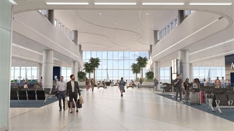myrtle beach airport interior with passengers and local tourism branding