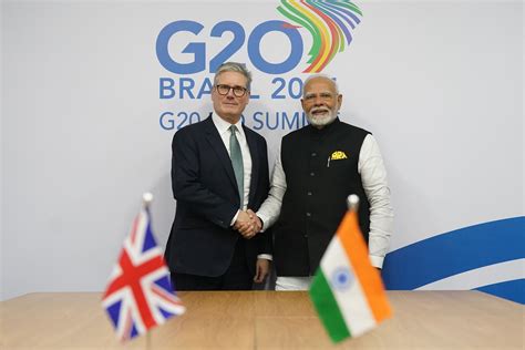 Narendra Modi and UK Prime Minister Keir Starmer during talks