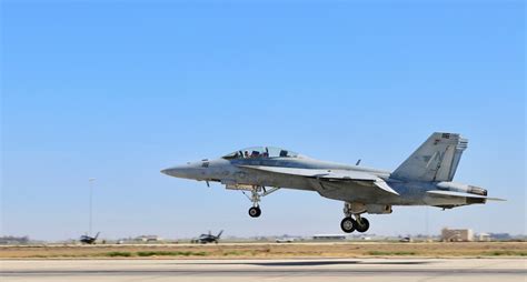 NAS Lemoore F/A-18 Super Hornet flight line at sunset in California Central Valley