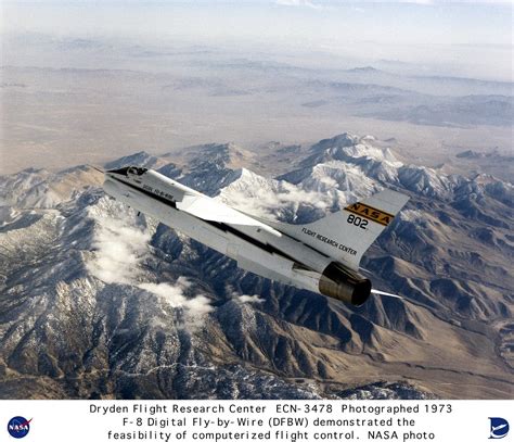 NASA F-8 Crusader digital fly-by-wire research aircraft in flight
