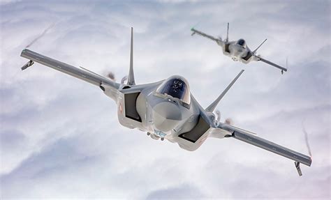 NATO F-35 aircraft operating over snowy Norwegian Arctic coastline
