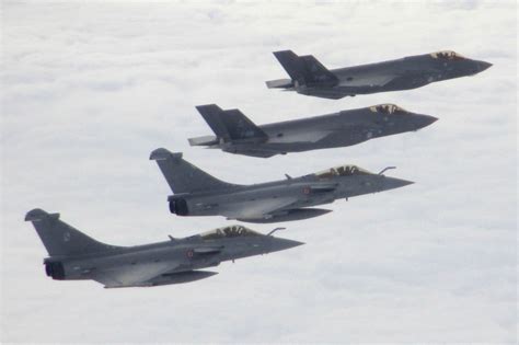 NATO F-35s operating jointly during European air combat exercise