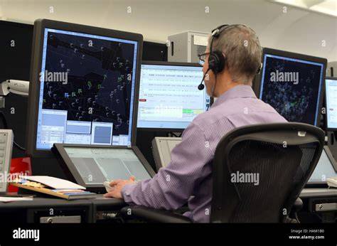 NATS air traffic controller managing aircraft over London from Swanwick control centre