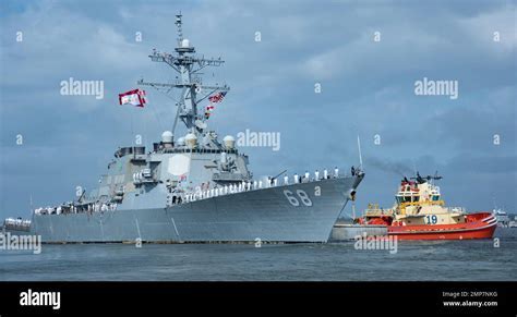 Naval Station Mayport guided-missile destroyer entering St. Johns River harbor