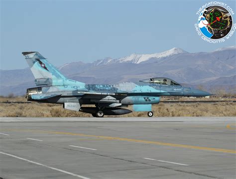 navy f-16 aggressor jet taxiing at nas fallon