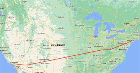 New York to Los Angeles supersonic flight path across United States map