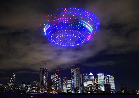 night sky drone light formations with American flag imagery