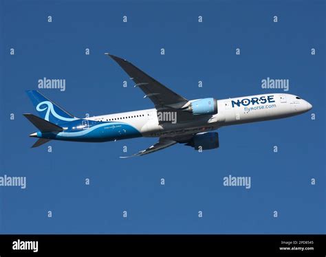 Norse Atlantic Airways Boeing 787 Dreamliner at London Gatwick Airport during transatlantic operations