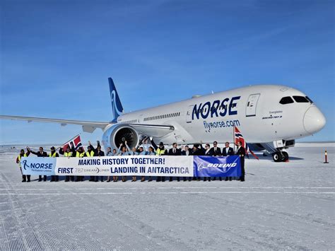 Norse Atlantic Boeing 787 Dreamliner at Troll Airfield Antarctica