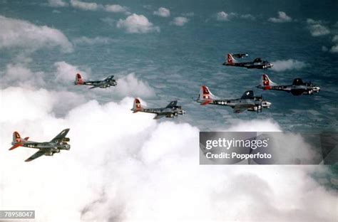 North American P-51 Mustang escorting bombers over Europe