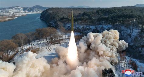 North Korean ballistic missile test in 2024 captured from satellite surveillance