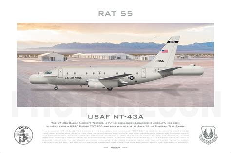 NT-43A RAT55 radar cross section test aircraft with enlarged nose and tail sensors