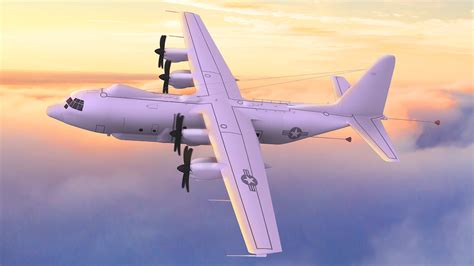 official rendering of the E-130J airborne command platform with nuclear survivability features