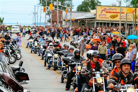 Ontario Provincial Police managing crowds at Port Dover motorcycle event ensuring public safety