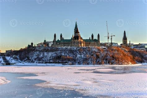 Ottawa Parliament winter skyline