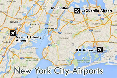 overview map showing JFK and Newark Airport locations connected by highway lines