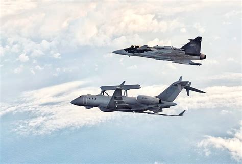 Pakistan Air Force Saab 2000 Erieye AEW&C aircraft flying patrol