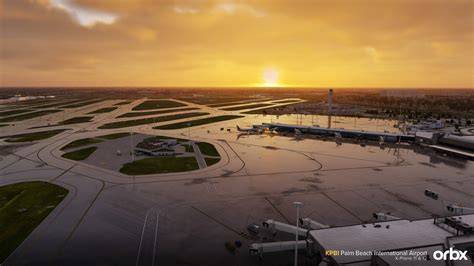 Palm Beach airport runway with commercial aircraft