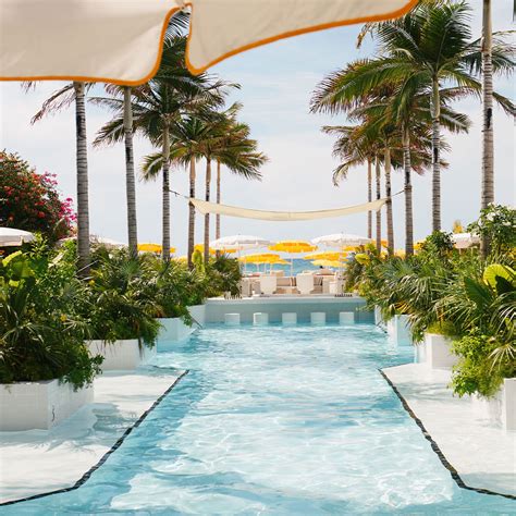 Palm Heights hotel terrace with vintage sunbeds and ocean views