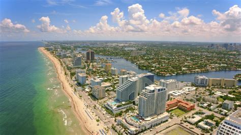 panoramic helicopter view over Everglades and Fort Lauderdale coastlines