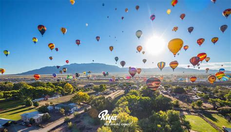 panoramic sunrise view from hot air balloon in Albuquerque