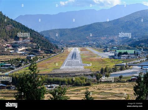 Paro Airport Bhutan narrow Himalayan valley approach