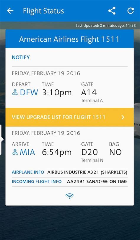 passenger checking flight standby status via airline mobile app