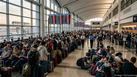 Passengers waiting at JFK’s Terminal 4 amid widespread flight delays