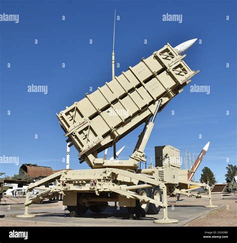 Patriot missile launcher firing interceptor during missile defense exercise