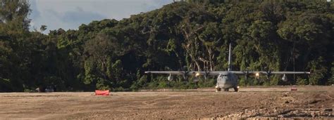 Peleliu Airfield Palau restored WWII runway US Marine Corps C-130 Hercules