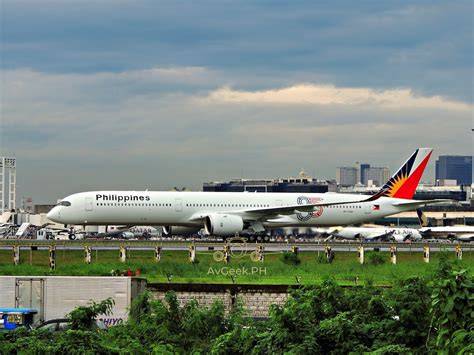 Philippine Airlines Airbus A350-1000 long haul aircraft at airport terminal